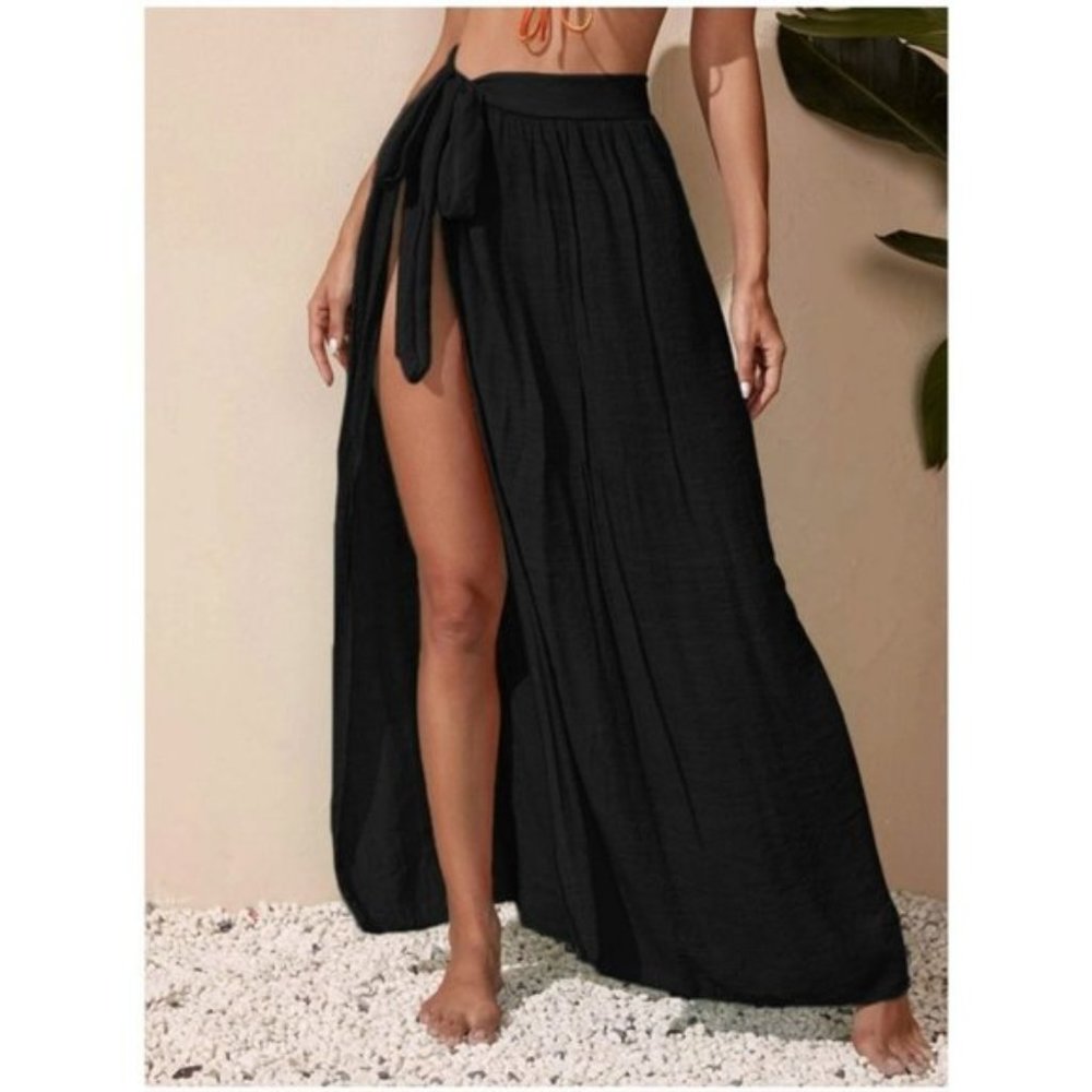 Black Knot Waist Cover Up Skirt